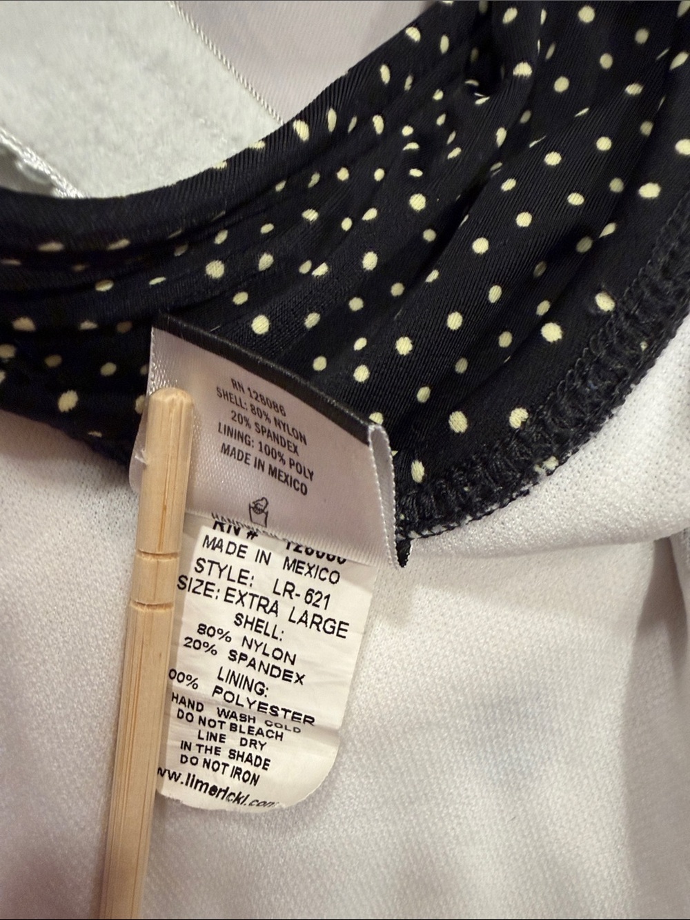 2 piece Lime Ricki tankini swimsuit cream top black polka dots ruffled skirt L - Picture 7 of 14